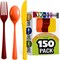 Exquisite Polished Plastic Silverware – 150 Pcs Heavy Duty Cutlery Set – 50 Each of Forks, Knives & Spoons – Disposable Utensil Set for Parties, Events & Catering – Flatware Set by Party Solids